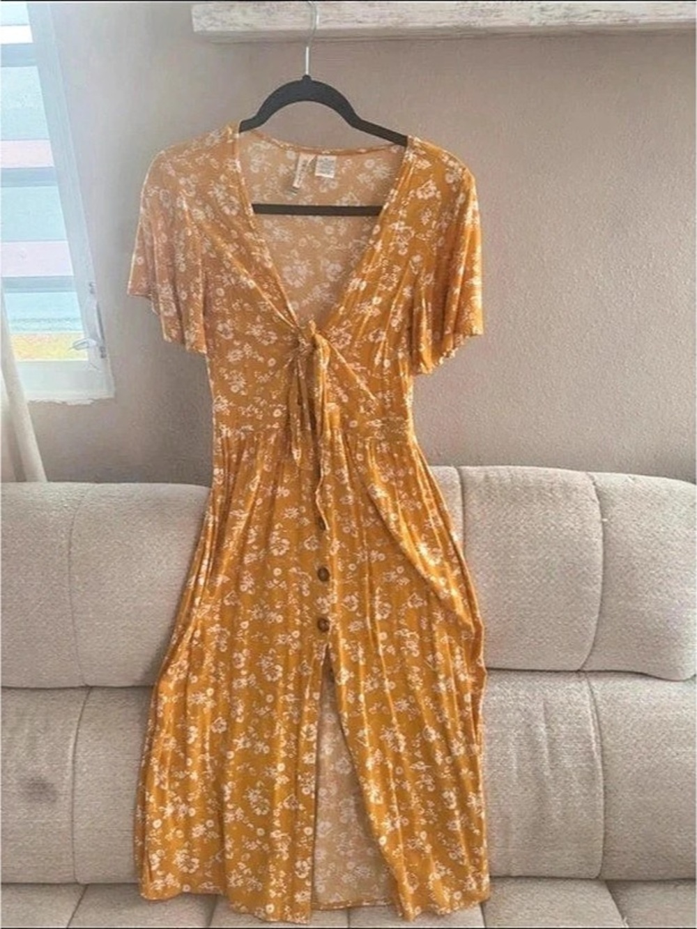Mimi Chica Floral Midi Dress Yellow & White Size Medium